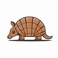 Armadillo flat art illustration. Cute animal character design for kids. Simple flat pastel style. vector