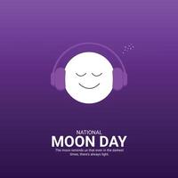 nacional Luna día creativo anuncios diseño. aniversario de aterrizaje en el Luna. Luna día póster, julio 20 importante día. vector