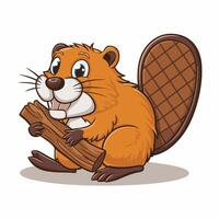 Beaver wild animal set illustration. Funny character in various poses cartoon design Isolated on white background. vector