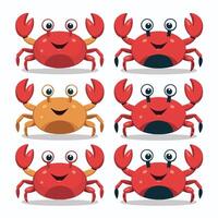 Colorful red crab illustration. Sea creature in flat design. Shell crab icon isolated on white background. vector