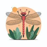 Cute dragonfly cartoon illustration isolated on white background vector