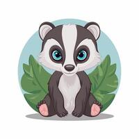 Cute Badger cartoon illustration white background vector