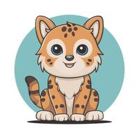 Bobcat is a wild cat. flat illustration of animal isolated on white background. vector