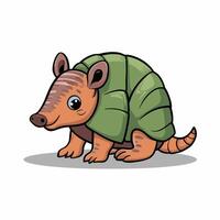 Armadillo flat art illustration. Cute animal character design for kids. Simple flat pastel style. vector