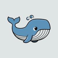 Flat simple logo blue whale for isolated on white background. vector