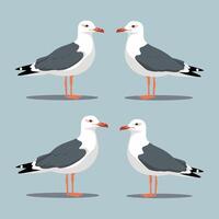 Flying seagulls Bird isolated on a white background. Soaring seabird. illustration in a flat style. vector