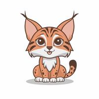 Bobcat is a wild cat. flat illustration of animal isolated on white background. vector