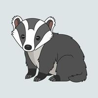 Cute Badger cartoon illustration white background vector