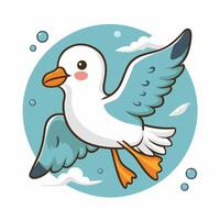 volador gaviotas pájaro aislado en un blanco antecedentes. altísimo ave marina. ilustración en un plano estilo. vector