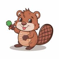 Beaver wild animal set illustration. Funny character in various poses cartoon design Isolated on white background. vector