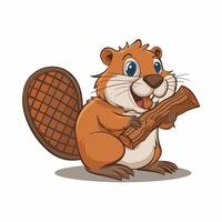 Beaver wild animal set illustration. Funny character in various poses cartoon design Isolated on white background. vector