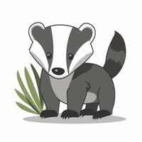 Cute Badger cartoon illustration white background vector