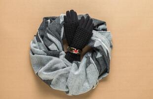 knitted gloves, scarf photo