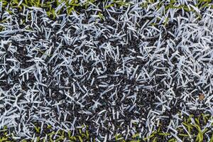 white line on soccer field grass photo