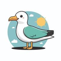 volador gaviotas pájaro aislado en un blanco antecedentes. altísimo ave marina. ilustración en un plano estilo. vector