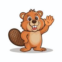 Beaver wild animal set illustration. Funny character in various poses cartoon design Isolated on white background. vector