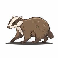 Cute Badger cartoon illustration white background vector