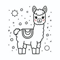 alpaca animal lying Illustration on a white background vector