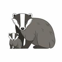 Cute Badger cartoon illustration white background vector