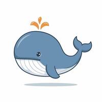 Flat simple logo blue whale for isolated on white background. vector