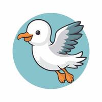 Flying seagulls Bird isolated on a white background. Soaring seabird. illustration in a flat style. vector