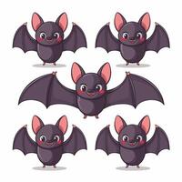 Set of bat, flat cartoon isolated on white background. illustration white background vector