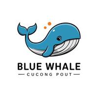 Flat simple logo blue whale for isolated on white background. vector