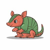 Armadillo flat art illustration. Cute animal character design for kids. Simple flat pastel style. vector