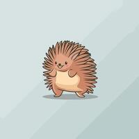 Cute echidna flat color illustration on white background. Cute cartoon character for animations and illustration. vector