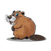 Beaver wild animal set illustration. Funny character in various poses cartoon design Isolated on white background. vector