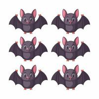 Set of bat, flat cartoon isolated on white background. illustration white background vector