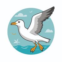 Flying seagulls Bird isolated on a white background. Soaring seabird. illustration in a flat style. vector