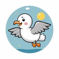 Flying seagulls Bird isolated on a white background. Soaring seabird. illustration in a flat style. vector