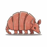 Armadillo flat art illustration. Cute animal character design for kids. Simple flat pastel style. vector