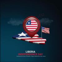 liberia independence day creative ads design. liberia independence day celebration, National Holiday on july 26. Waving flag. illustration. vector