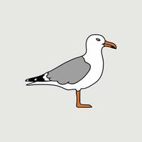 Cartoon cute bird albatross Colorful flat illustration white background vector