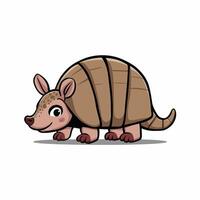 Armadillo flat art illustration. Cute animal character design for kids. Simple flat pastel style. vector