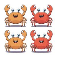 Colorful red crab illustration. Sea creature in flat design. Shell crab icon isolated on white background. vector