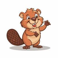 Beaver wild animal set illustration. Funny character in various poses cartoon design Isolated on white background. vector