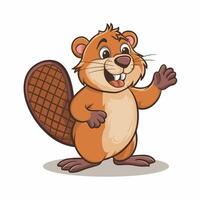 Beaver wild animal set illustration. Funny character in various poses cartoon design Isolated on white background. vector