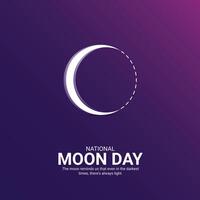 National Moon Day creative ads design. Anniversary of landing on the Moon. Moon Day Poster, July 20. Important day. vector