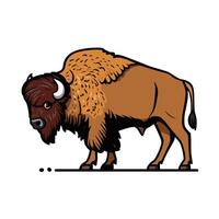 bison flat illustration on white background vector