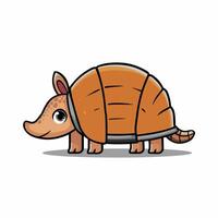 Armadillo flat art illustration. Cute animal character design for kids. Simple flat pastel style. vector