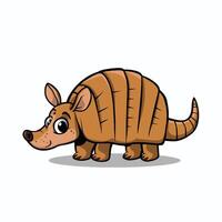 Armadillo flat art illustration. Cute animal character design for kids. Simple flat pastel style. vector