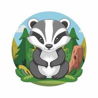 Cute Badger cartoon illustration white background vector