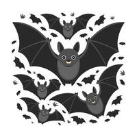 Set of bat, flat cartoon isolated on white background. illustration white background vector