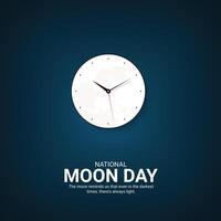 National Moon Day creative ads design. Anniversary of landing on the Moon. Moon Day Poster, July 20. Important day. vector