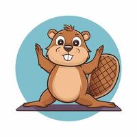 Beaver wild animal set illustration. Funny character in various poses cartoon design Isolated on white background. vector