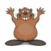 Beaver wild animal set illustration. Funny character in various poses cartoon design Isolated on white background. vector