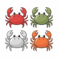 Colorful red crab illustration. Sea creature in flat design. Shell crab icon isolated on white background. vector